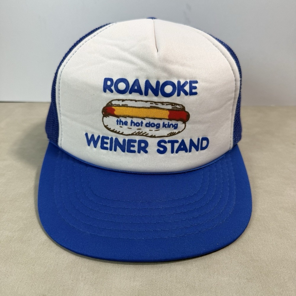Vintage Roanoke Wiener Stand Trucker Hat Men's Snapback Cap Hot dog king